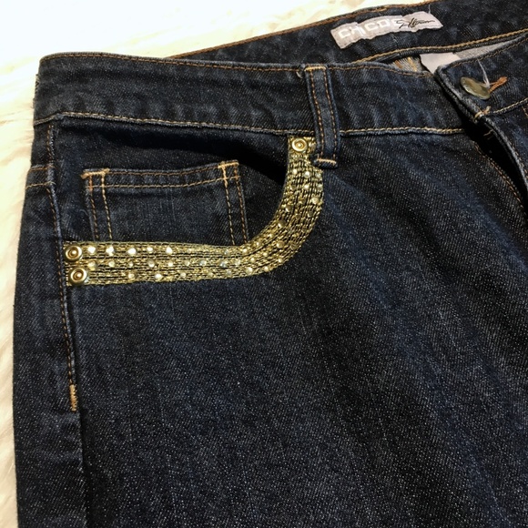 Chico Platinum SZ 1 cropped denim gold trim jeans - Picture 4 of 8
